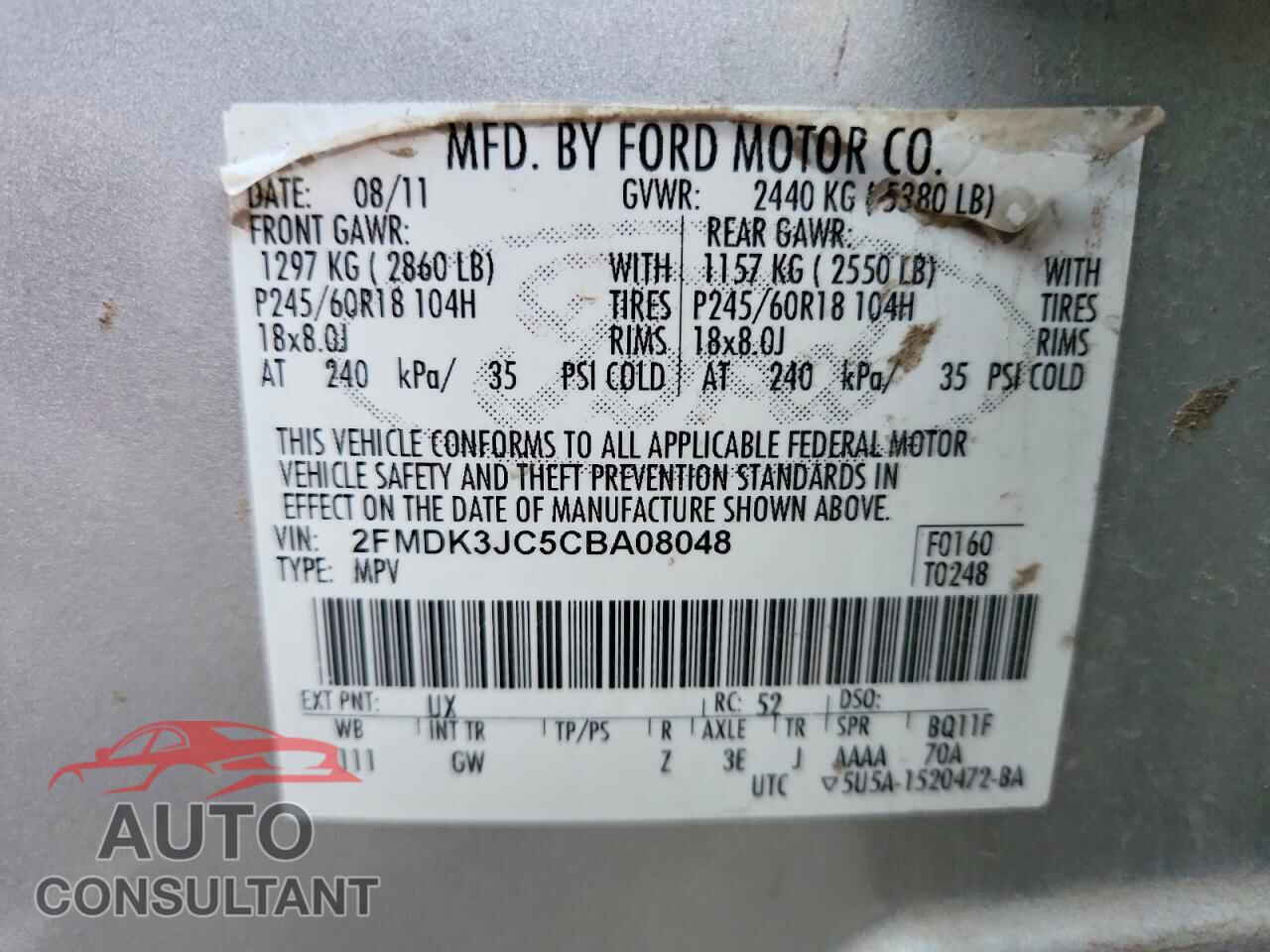 FORD EDGE 2012 - 2FMDK3JC5CBA08048