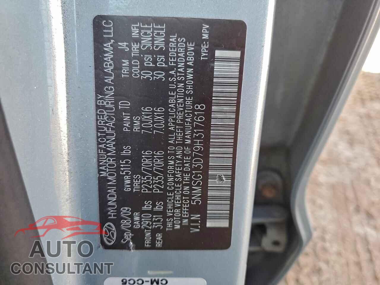 HYUNDAI SANTA FE 2009 - 5NMSG13D79H317618