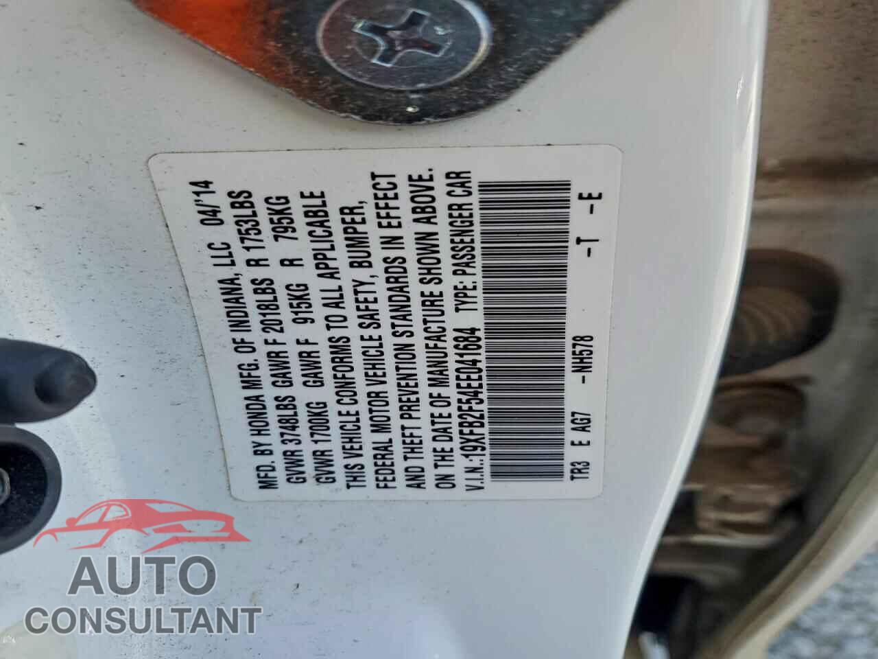 HONDA CIVIC 2014 - 19XFB2F54EE041684