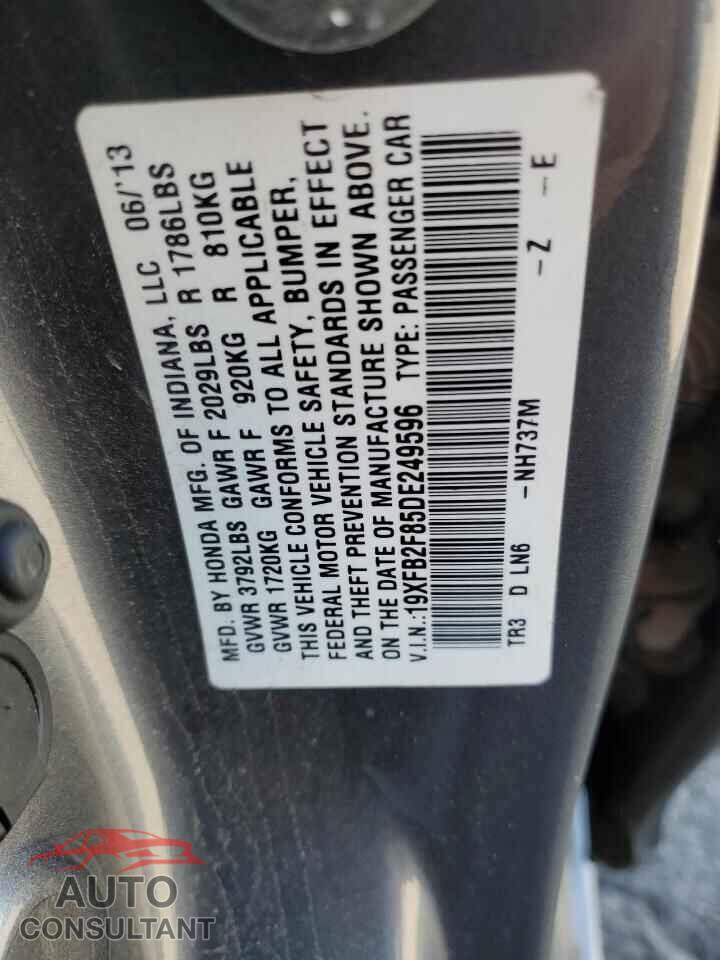 HONDA CIVIC 2013 - 19XFB2F85DE249596