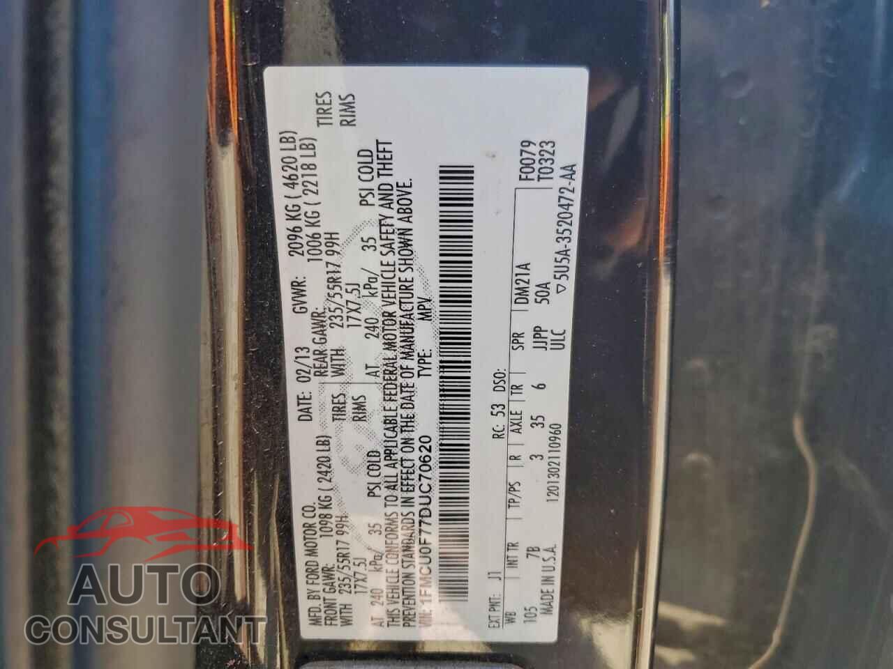 FORD ESCAPE 2013 - 1FMCU0F77DUC70620