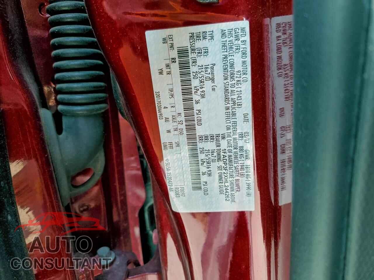 FORD FOCUS 2017 - 1FADP3F2XHL244262