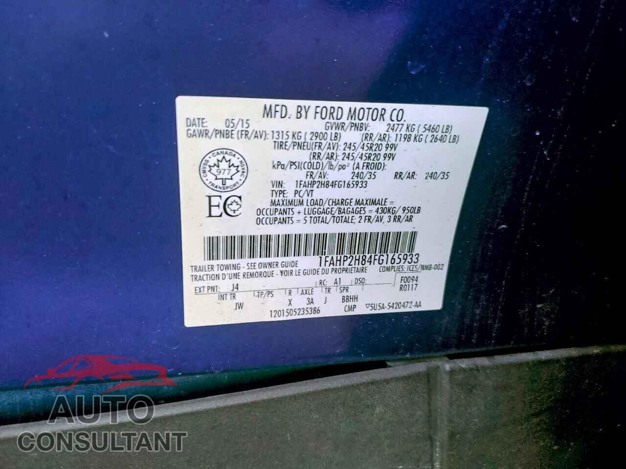 FORD TAURUS 2015 - 1FAHP2H84FG165933