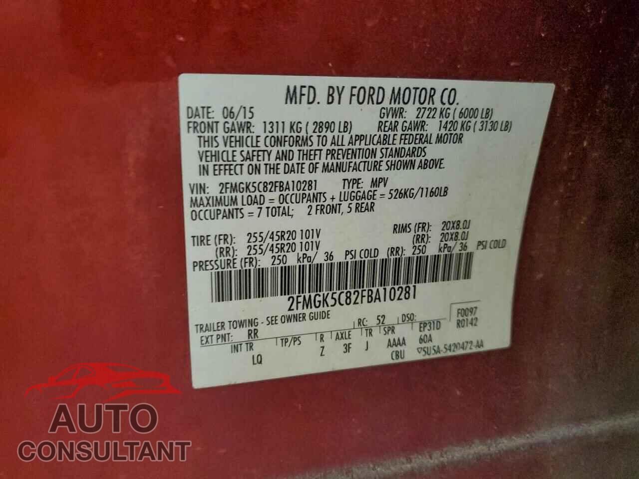 FORD FLEX 2015 - 2FMGK5C82FBA10281