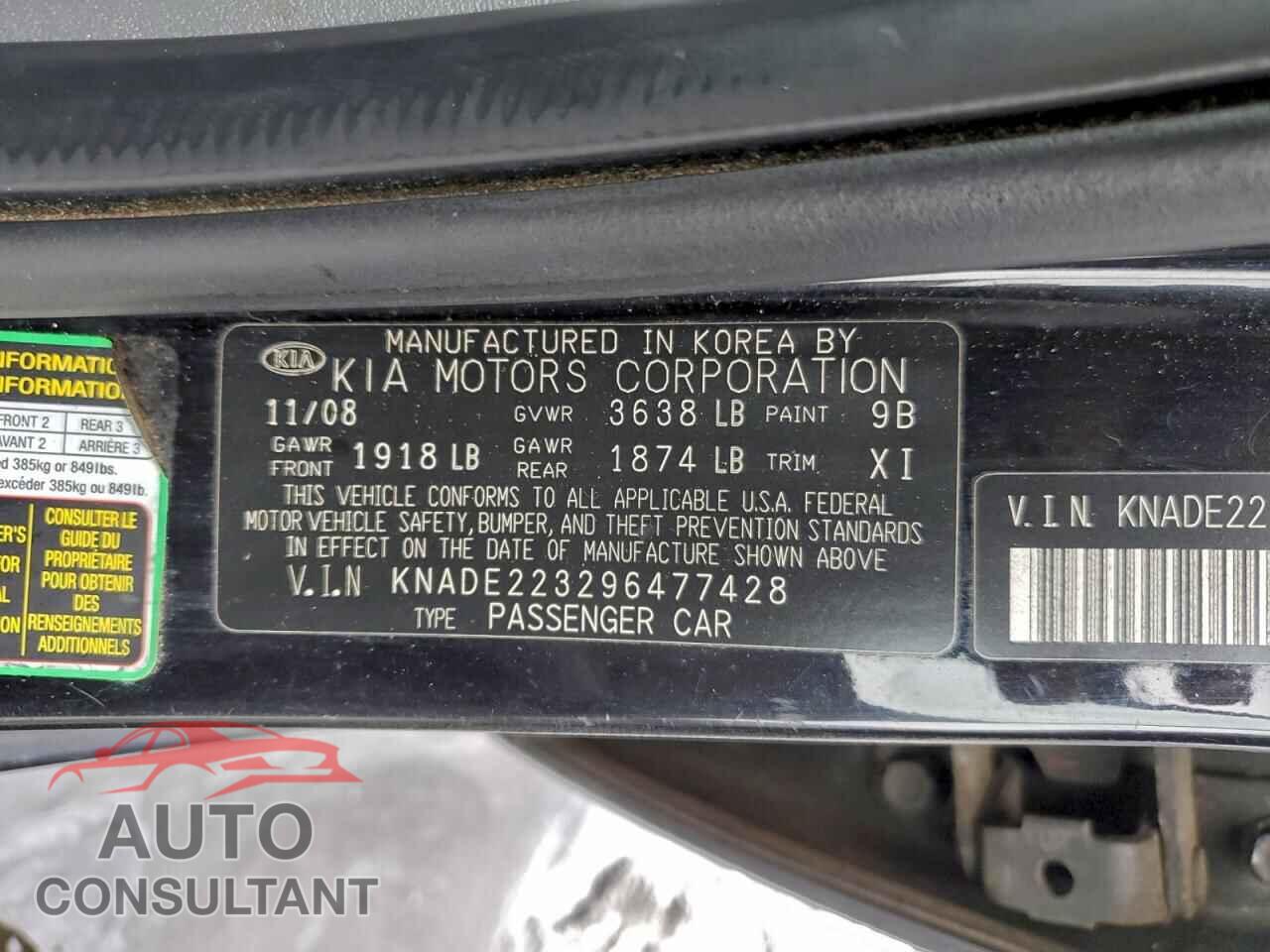 KIA RIO 2009 - KNADE223296477428