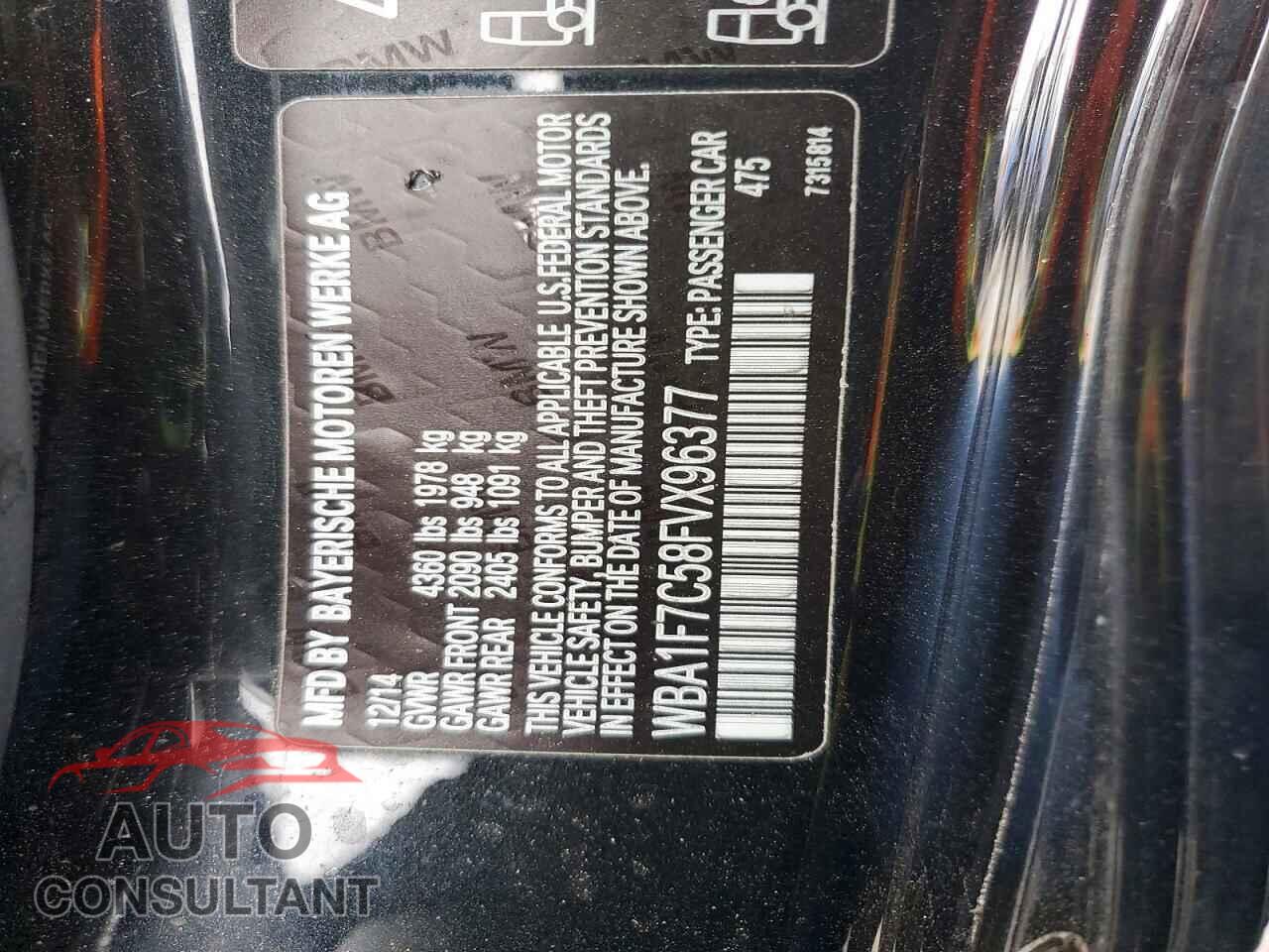 BMW 2 SERIES 2015 - WBA1F7C58FVX96377