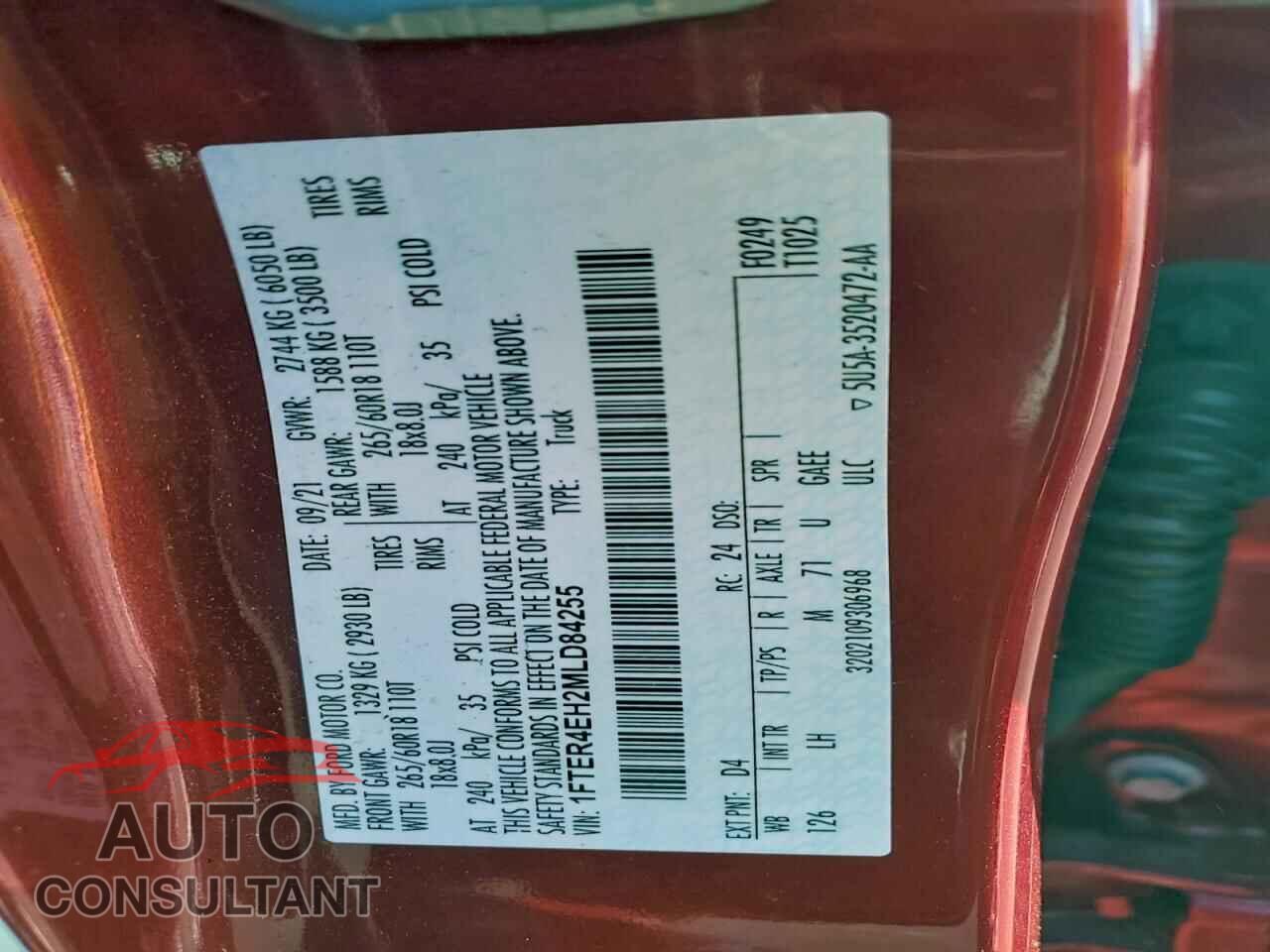 FORD RANGER 2021 - 1FTER4EH2MLD84255
