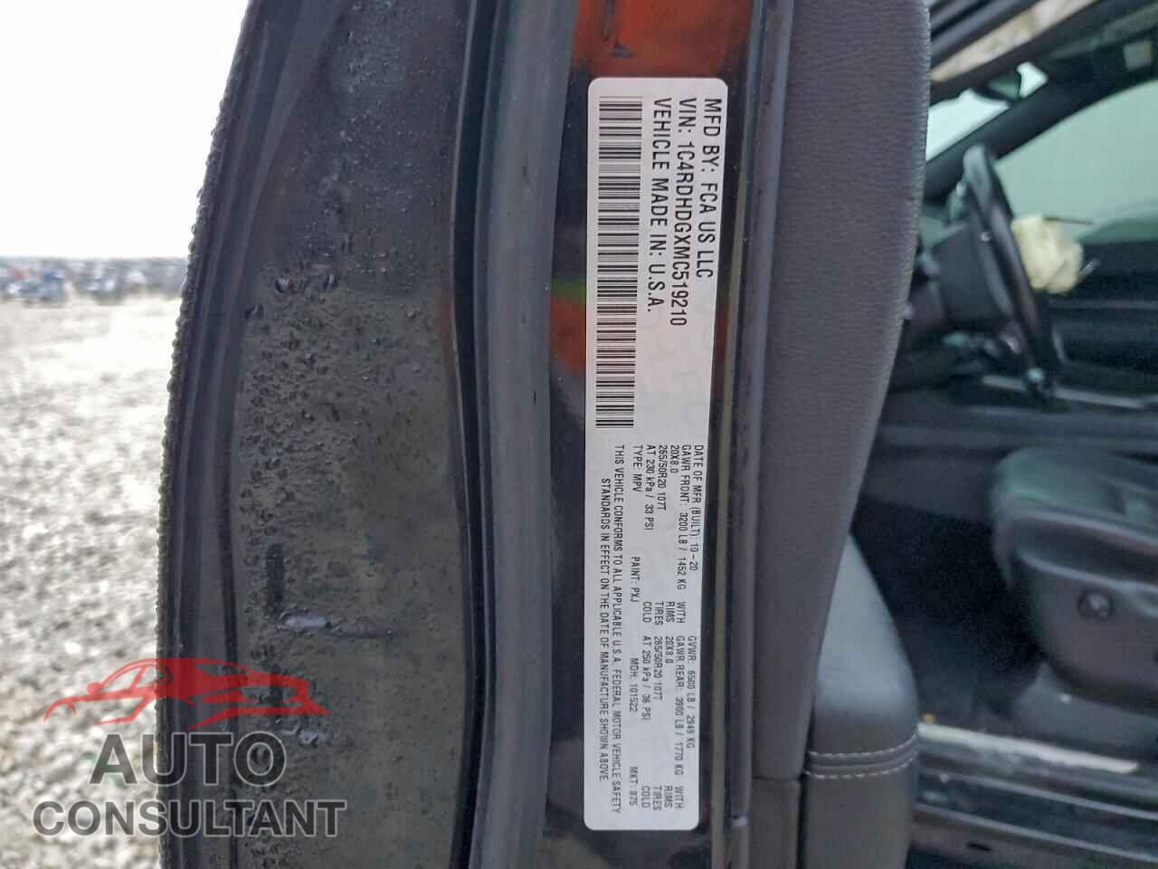 DODGE DURANGO 2021 - 1C4RDHDGXMC519210