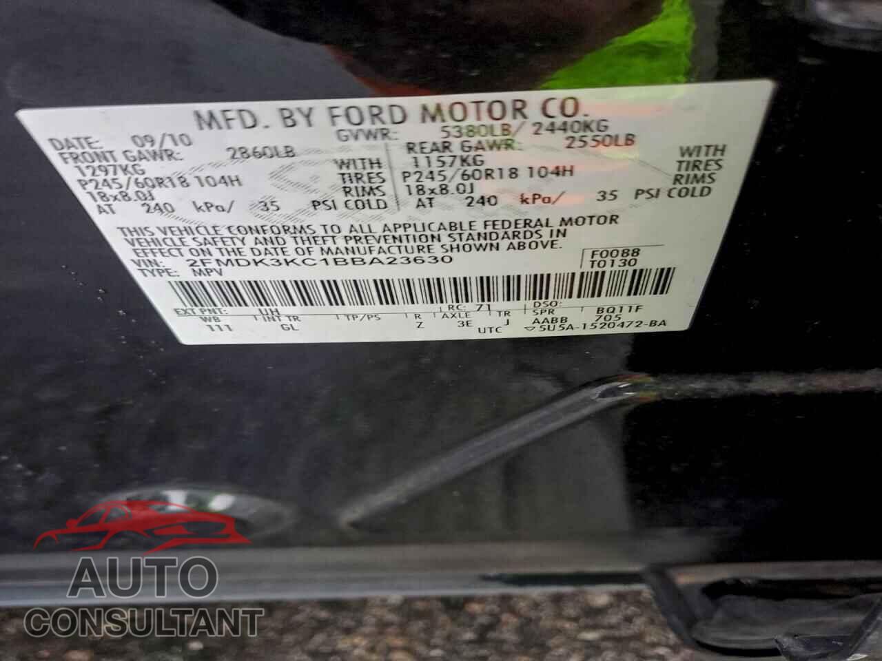 FORD EDGE 2011 - 2FMDK3KC1BBA23630