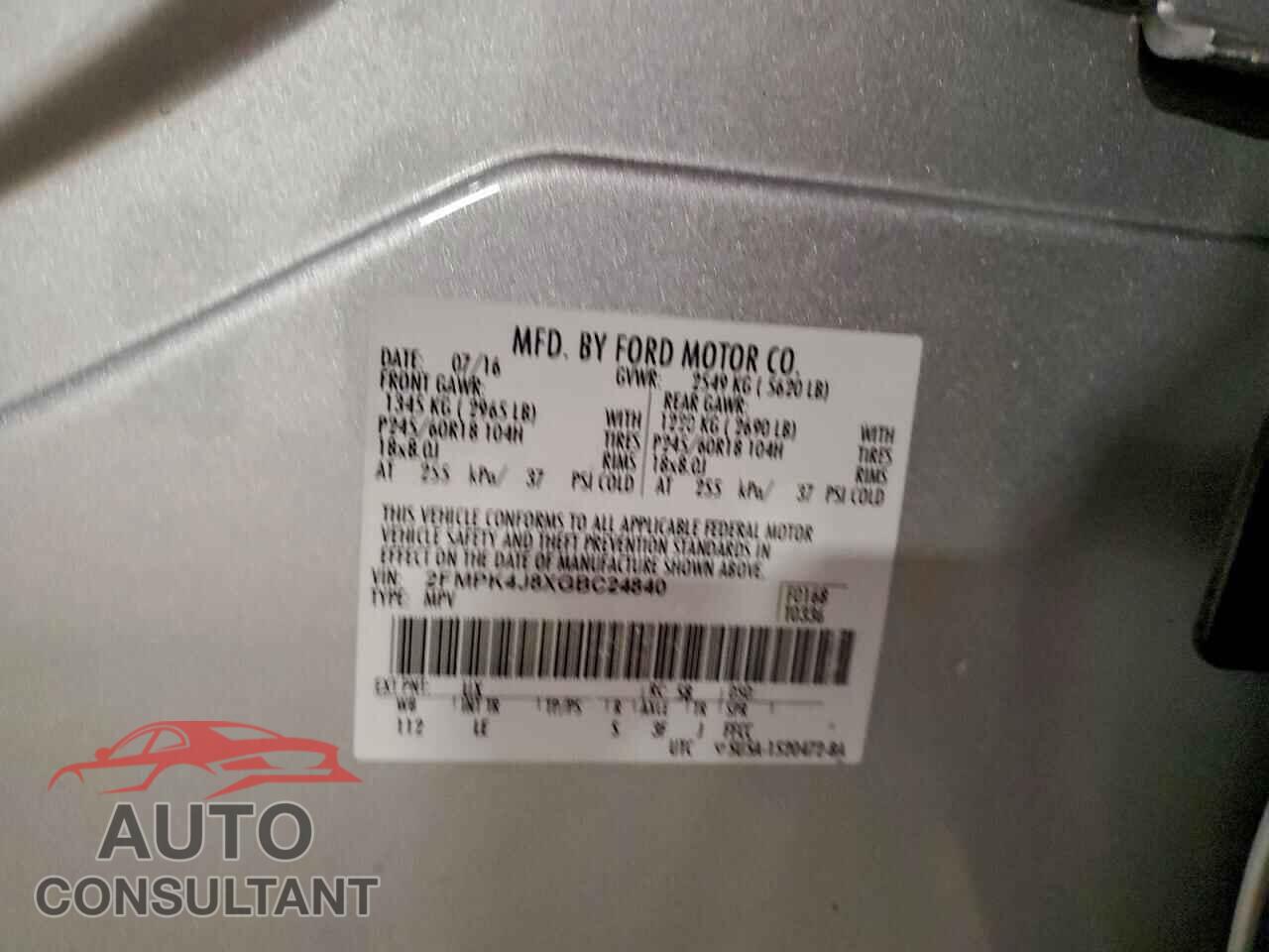 FORD EDGE 2016 - 2FMPK4J8XGBC24840