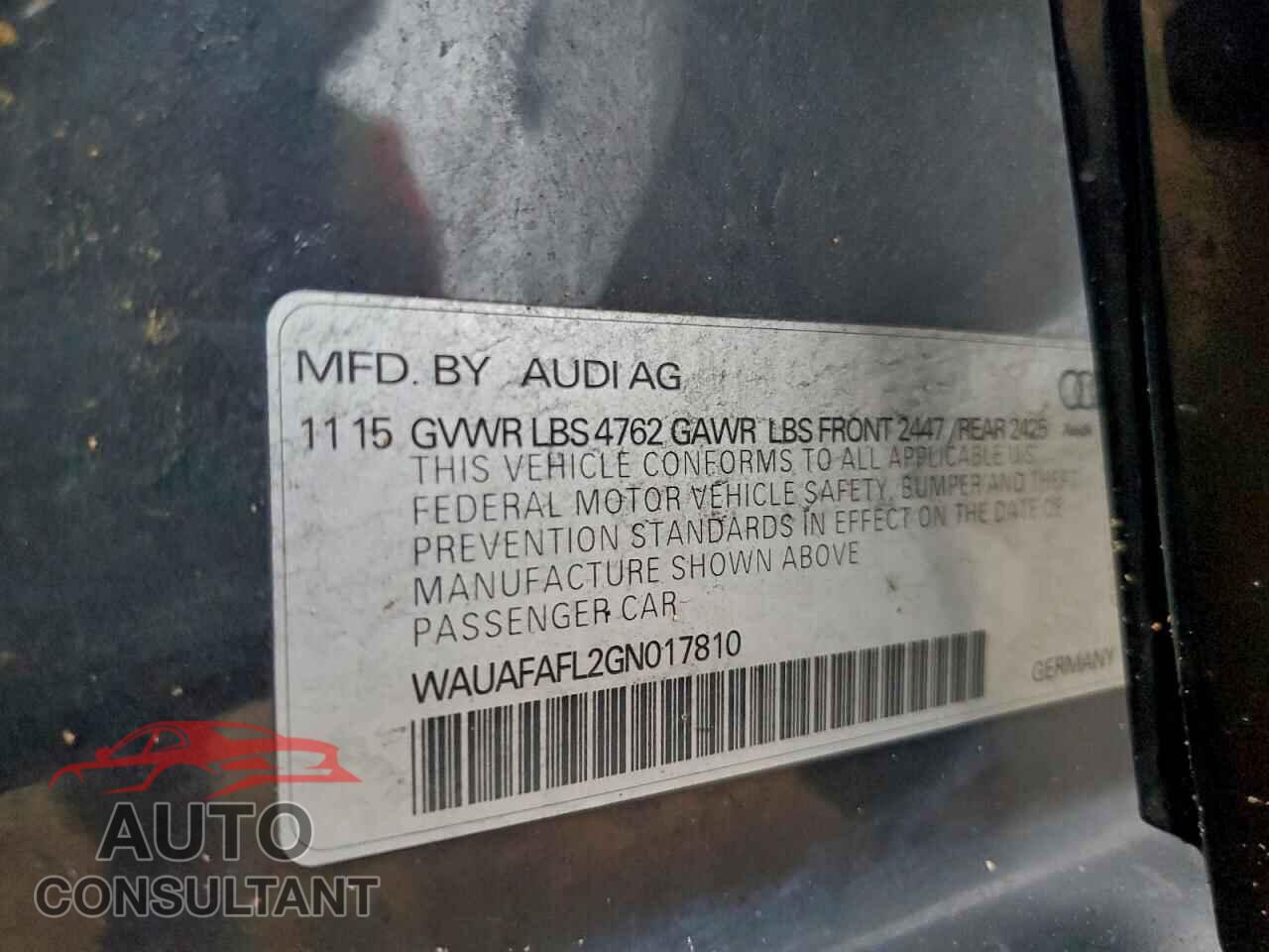 AUDI A4 2016 - WAUAFAFL2GN017810
