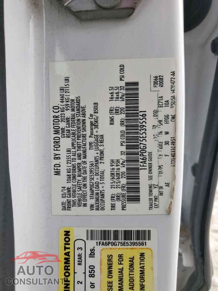 FORD FUSION 2014 - 1FA6P0G75E5395561