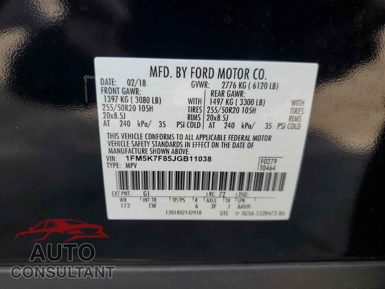 FORD EXPLORER 2018 - 1FM5K7F85JGB11038