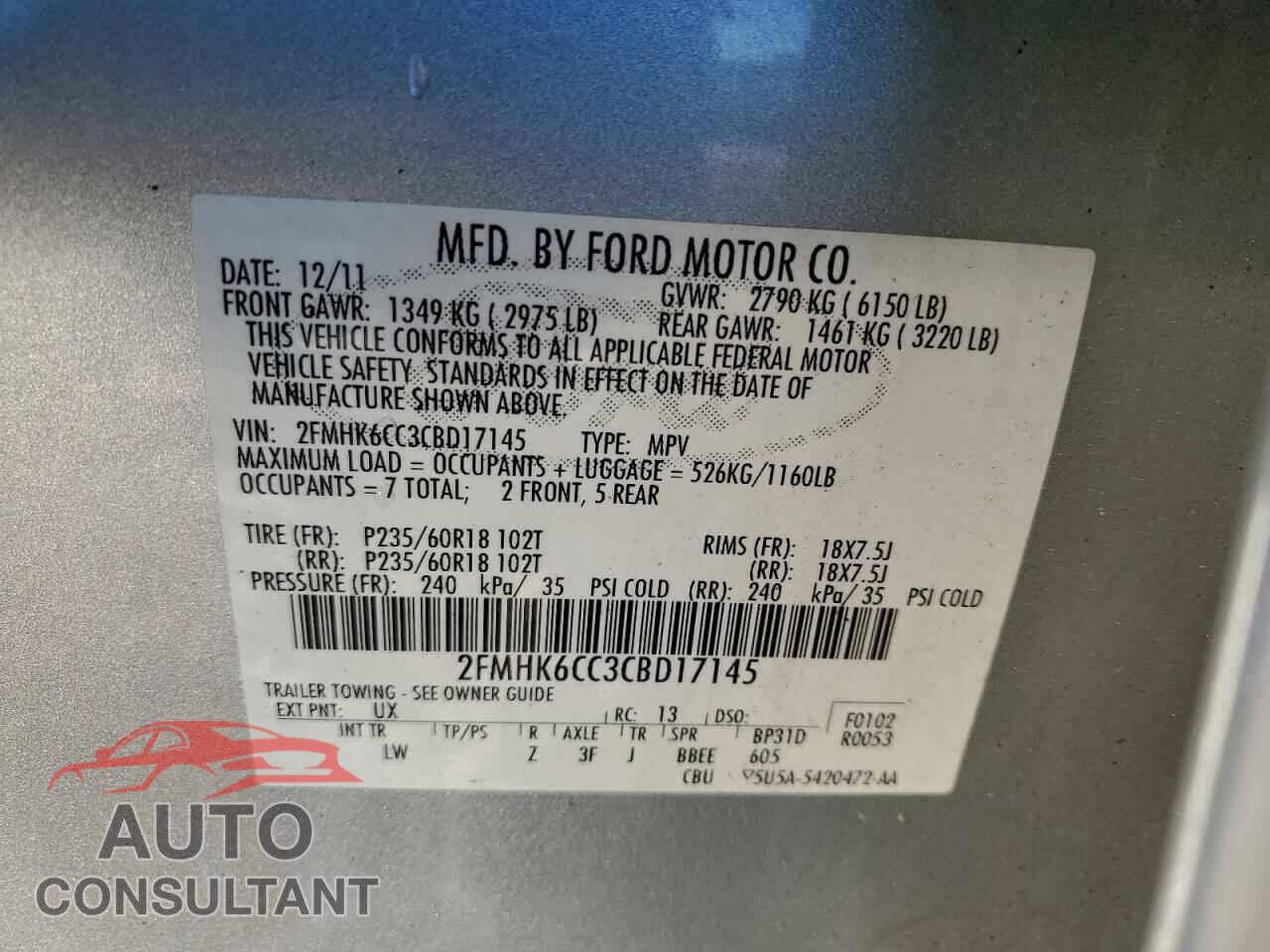 FORD FLEX 2012 - 2FMHK6CC3CBD17145
