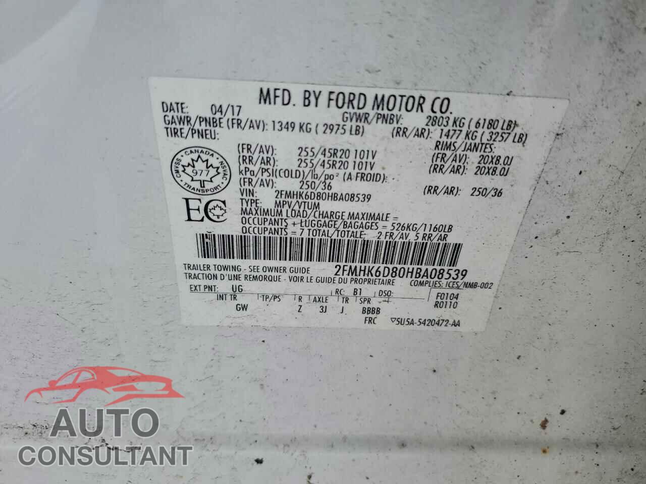 FORD FLEX 2017 - 2FMHK6D80HBA08539