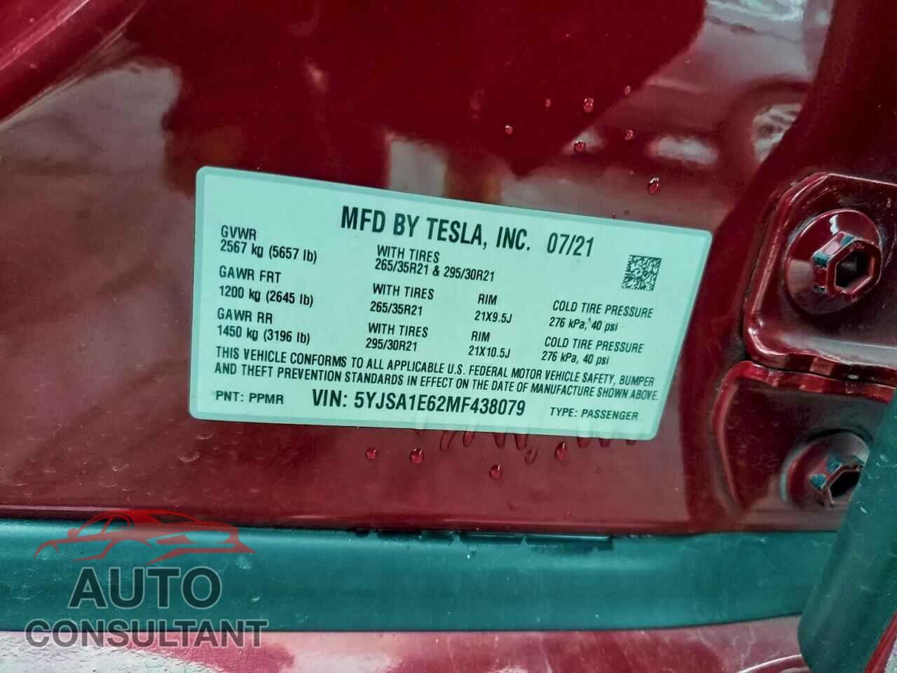 TESLA MODEL S 2021 - 5YJSA1E62MF438079