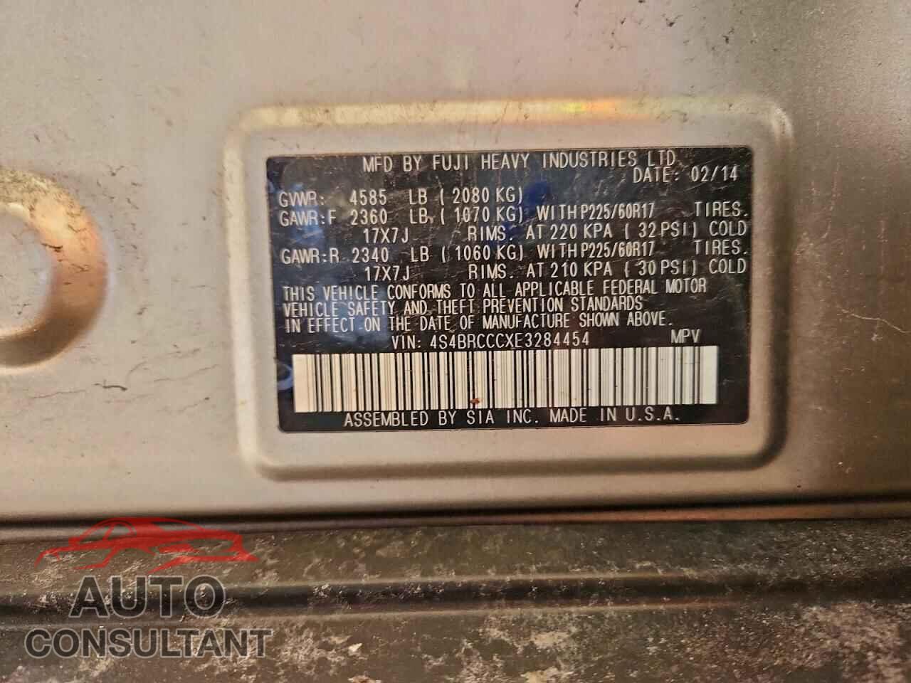 SUBARU OUTBACK 2014 - 4S4BRCCCXE3284454