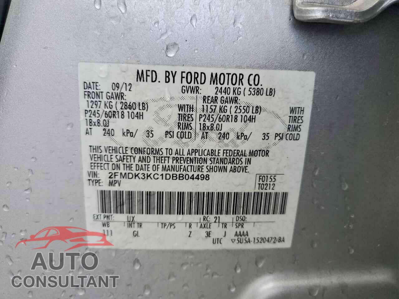 FORD EDGE 2013 - 2FMDK3KC1DBB04498