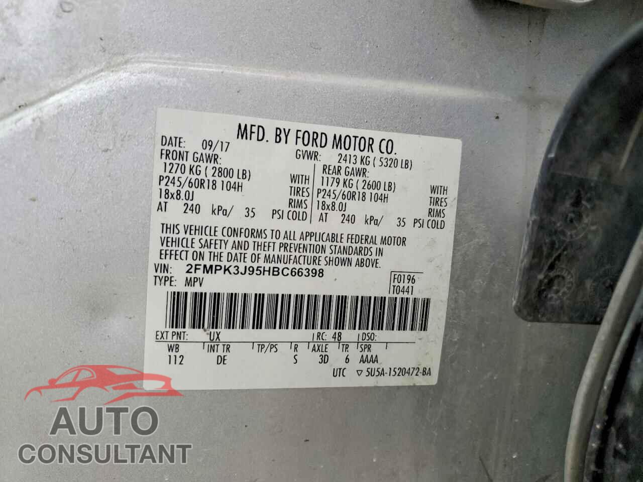 FORD EDGE 2017 - 2FMPK3J95HBC66398
