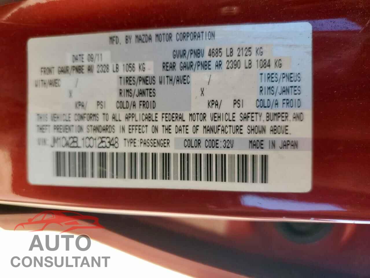 MAZDA 5 2012 - JM1CW2BL1C0125348