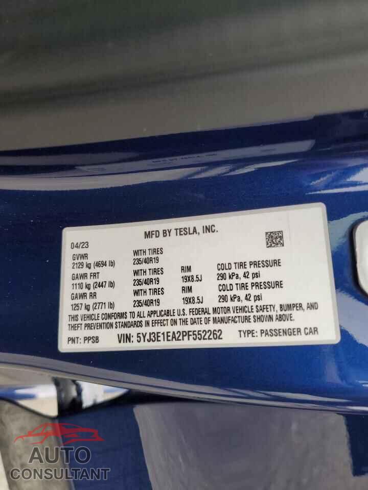 TESLA MODEL 3 2023 - 5YJ3E1EA2PF552262