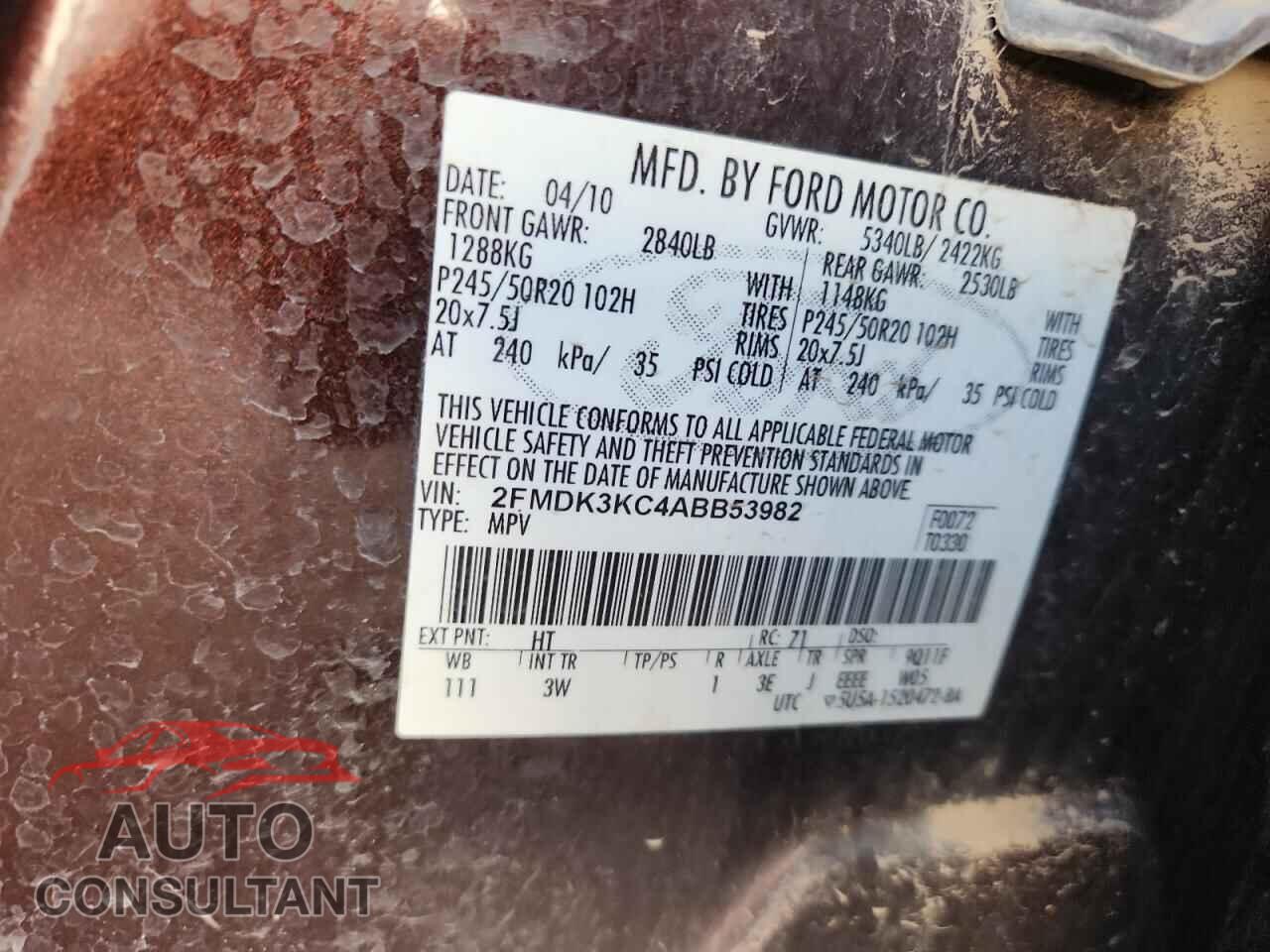 FORD EDGE 2010 - 2FMDK3KC4ABB53982