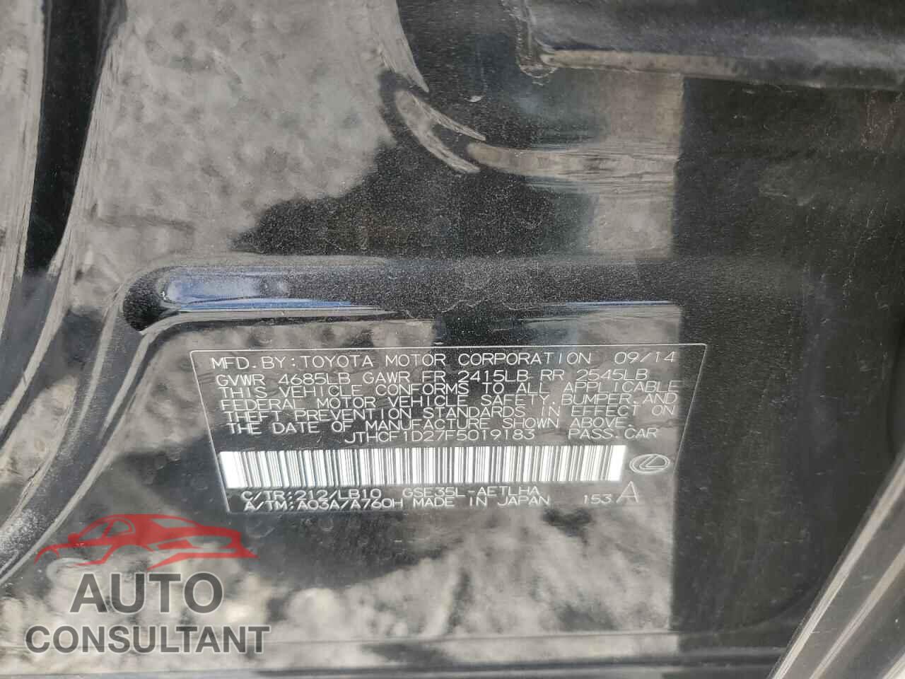 LEXUS IS 2015 - JTHCF1D27F5019183