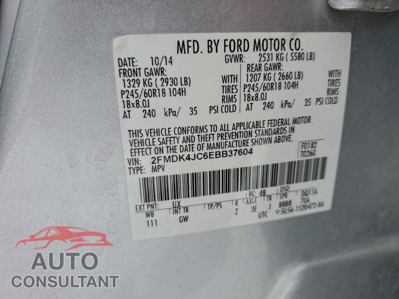 FORD EDGE 2014 - 2FMDK4JC6EBB37604