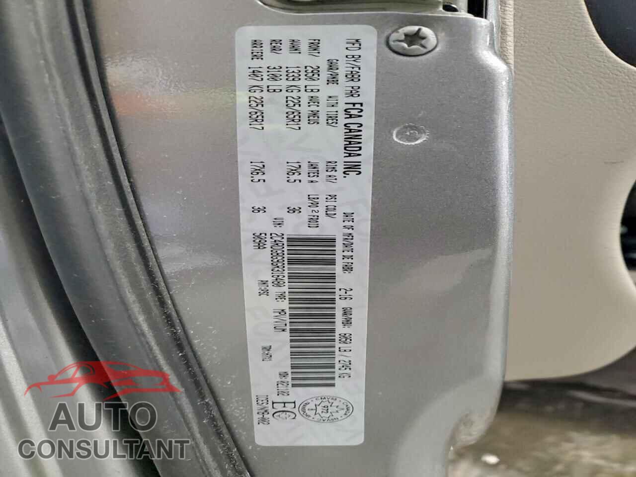 DODGE CARAVAN 2016 - 2C4RDGBG9GR316480