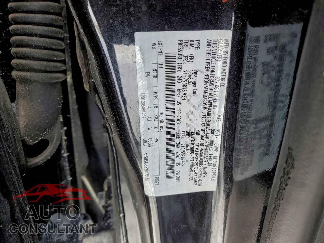 FORD FOCUS 2012 - 1FAHP3F29CL414962