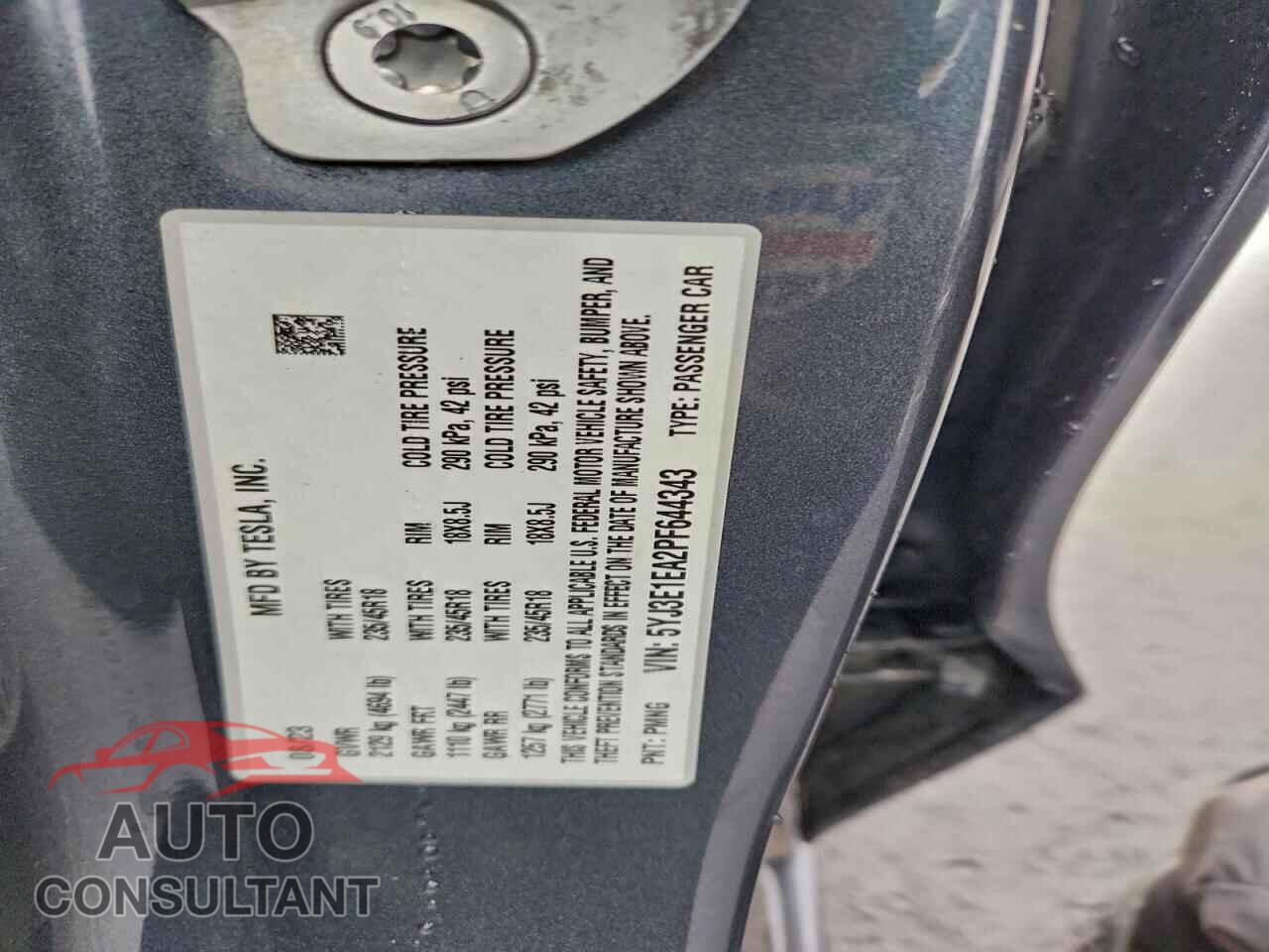 TESLA MODEL 3 2023 - 5YJ3E1EA2PF644343