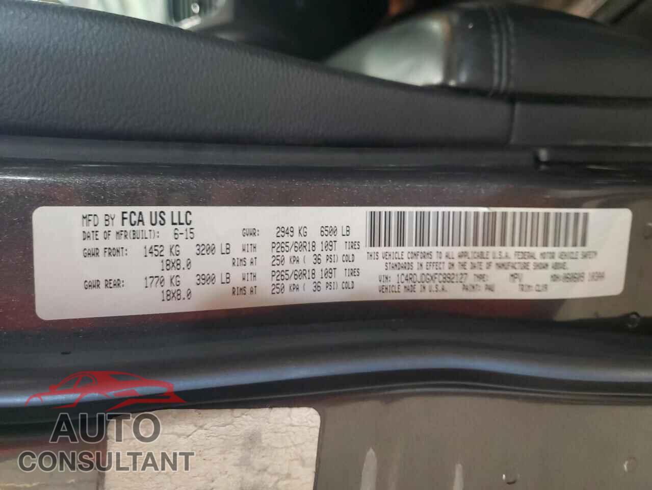 DODGE DURANGO 2015 - 1C4RDJDGXFC892127