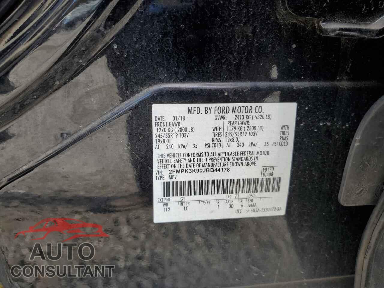 FORD EDGE 2018 - 2FMPK3K90JBB44178