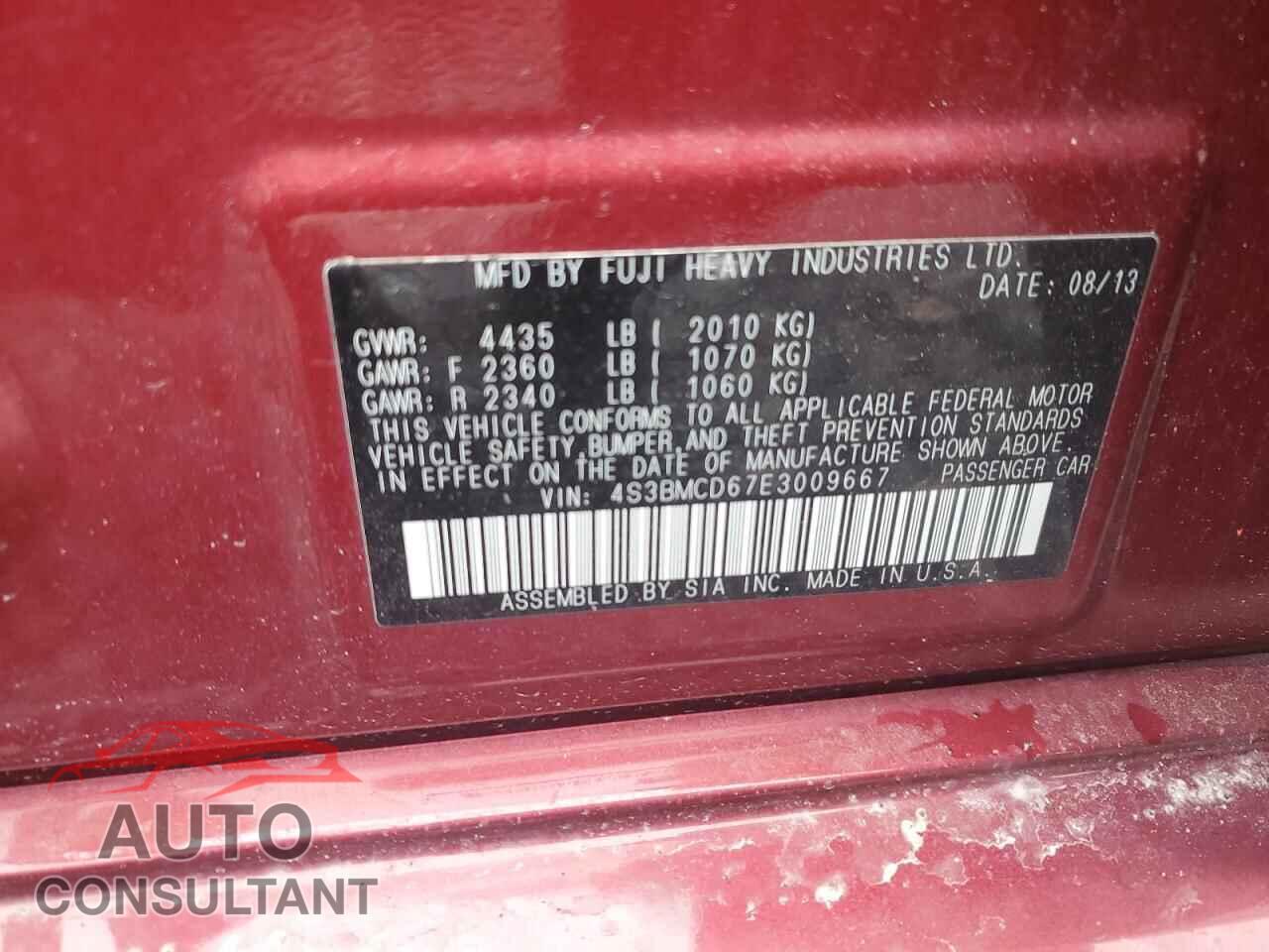 SUBARU LEGACY 2014 - 4S3BMCD67E3009667