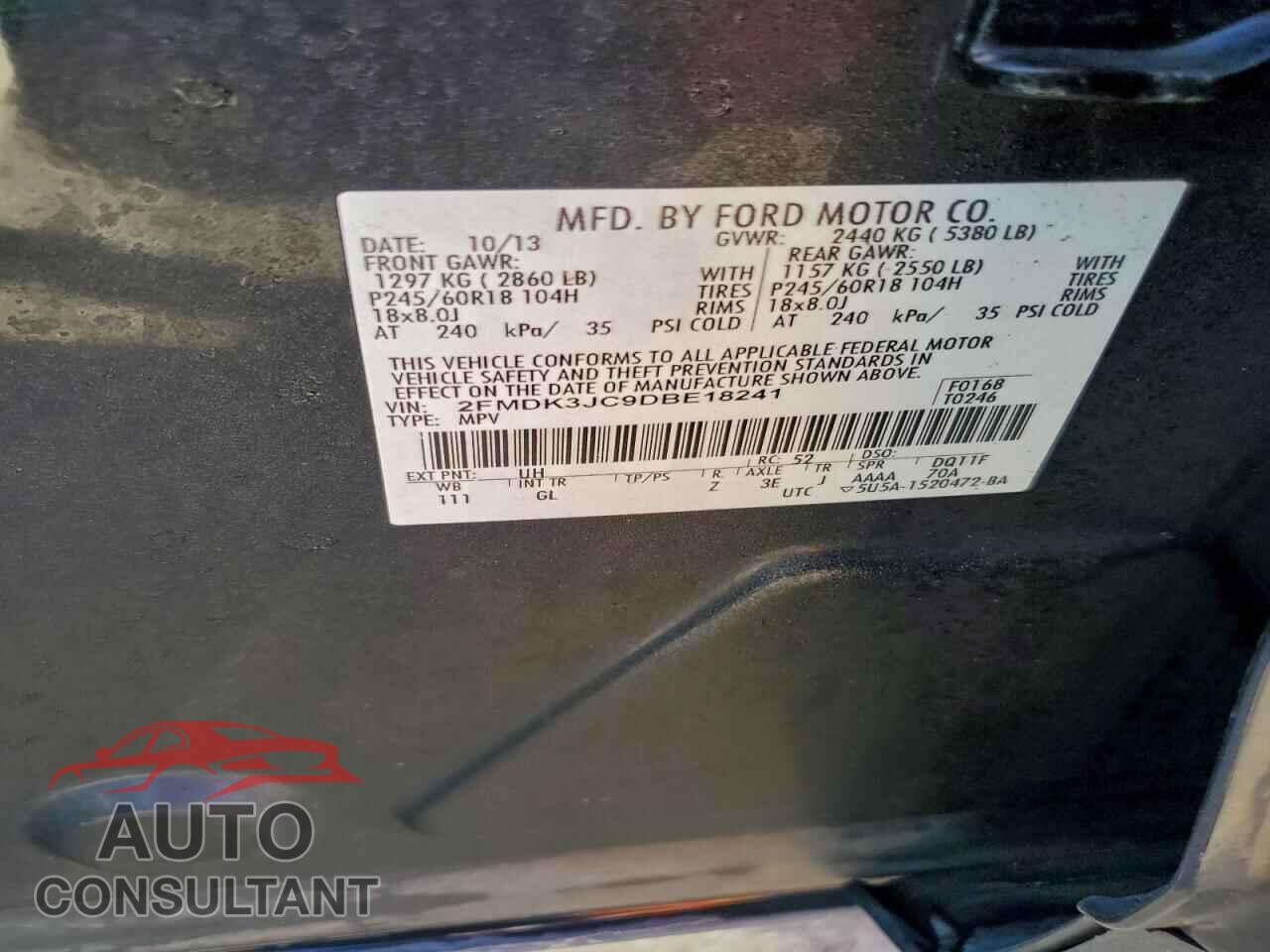 FORD EDGE 2013 - 2FMDK3JC9DBE18241