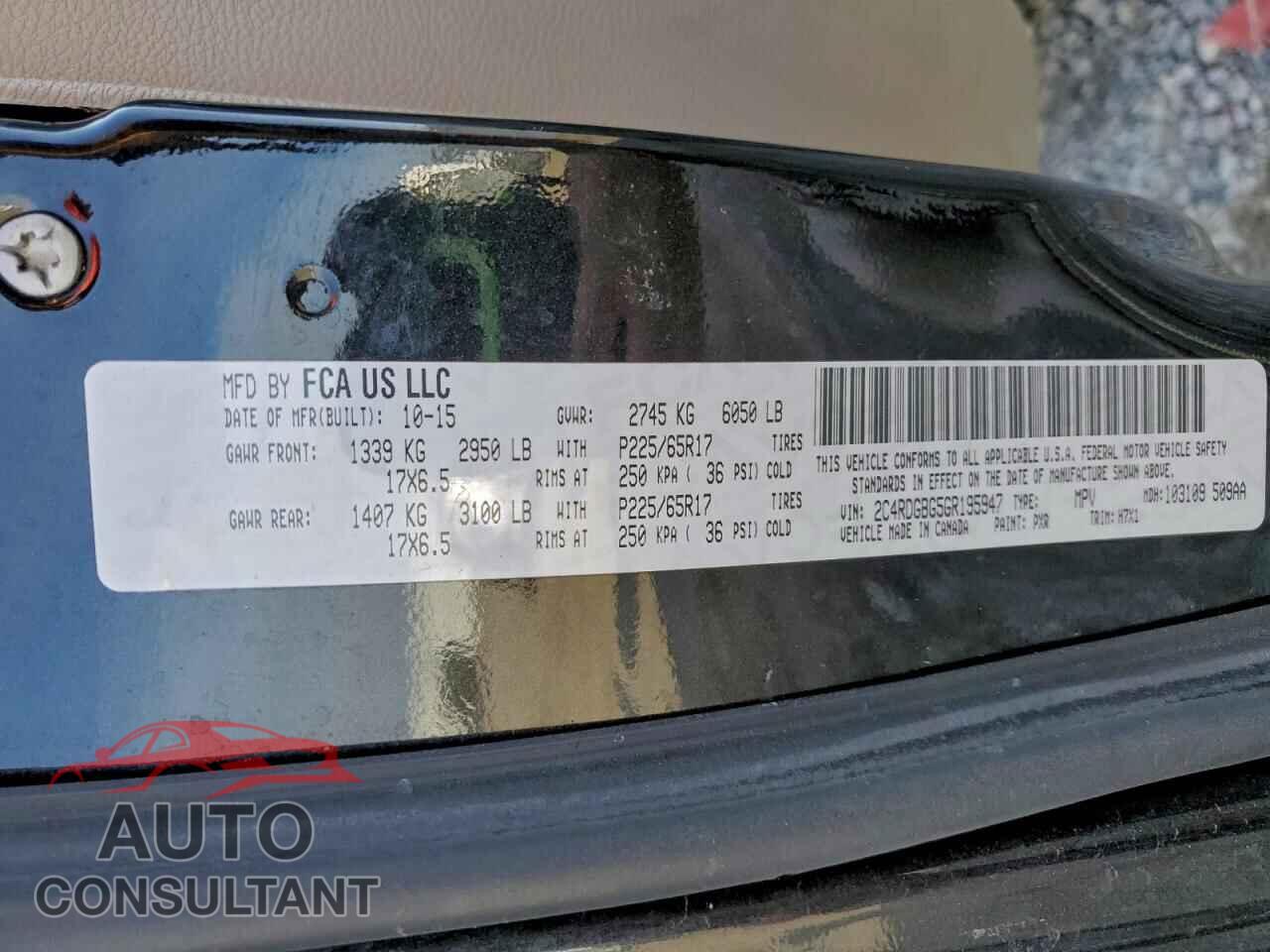 DODGE CARAVAN 2016 - 2C4RDGBG5GR195947