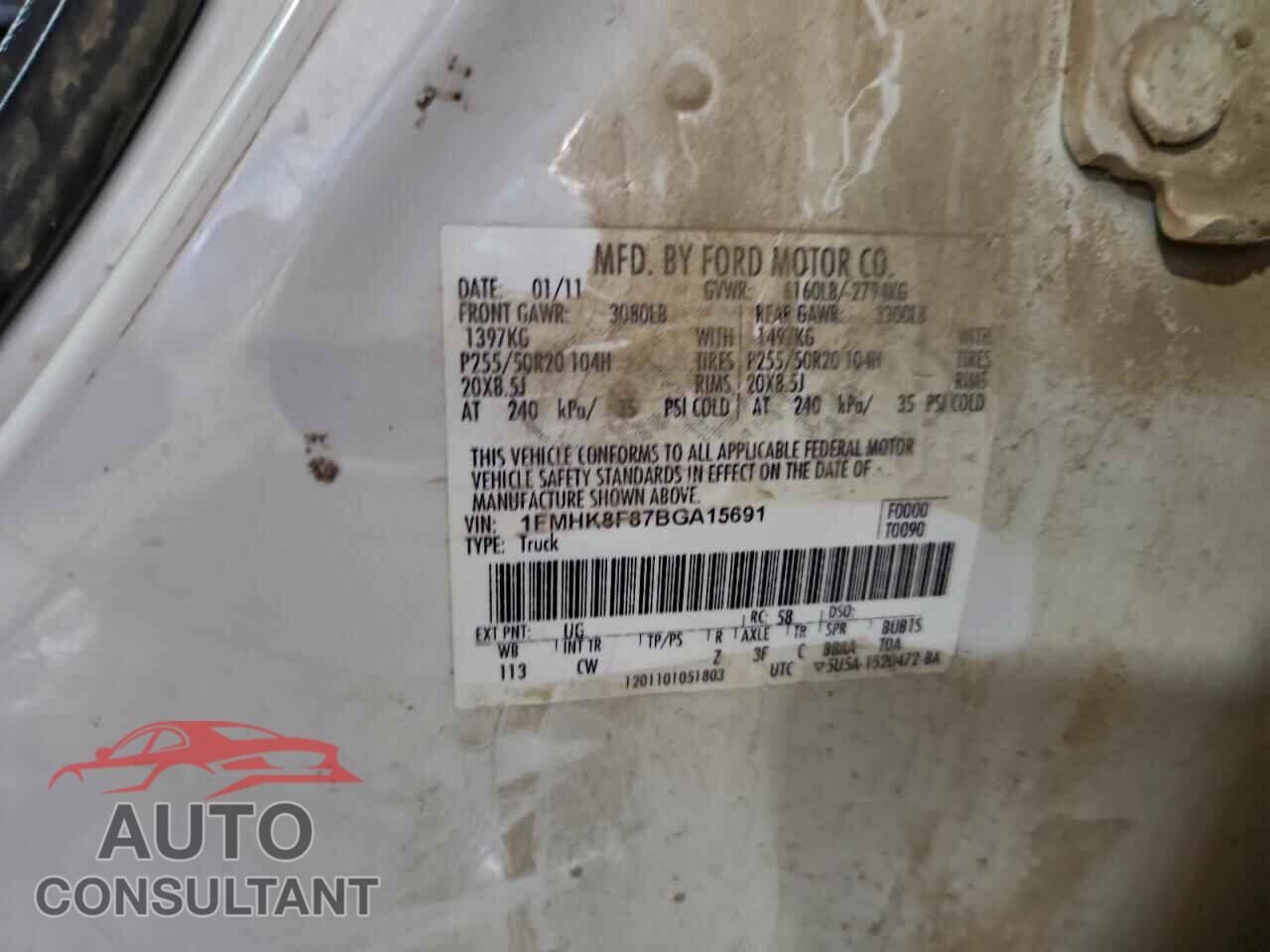 FORD EXPLORER 2011 - 1FMHK8F87BGA15691