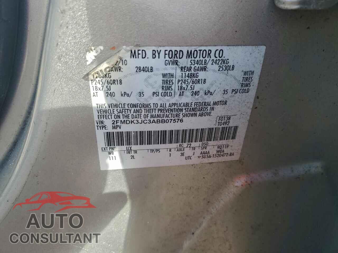 FORD EDGE 2010 - 2FMDK3JC3ABB07576