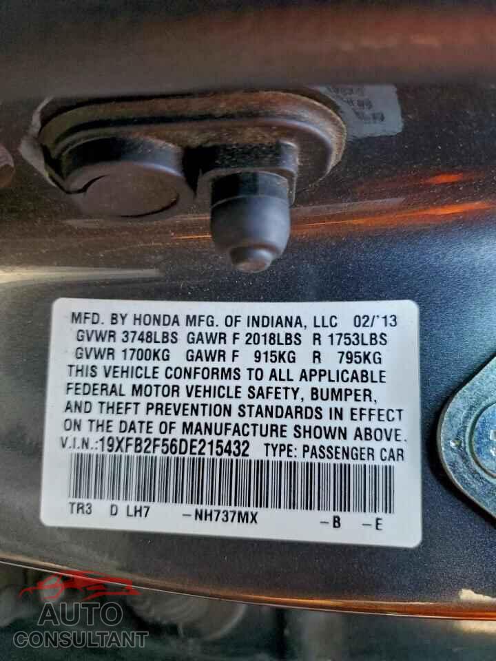 HONDA CIVIC 2013 - 19XFB2F56DE215432
