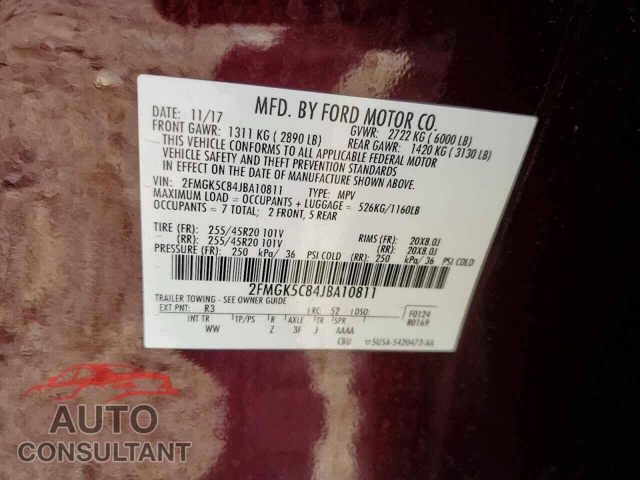 FORD FLEX 2018 - 2FMGK5C84JBA10811