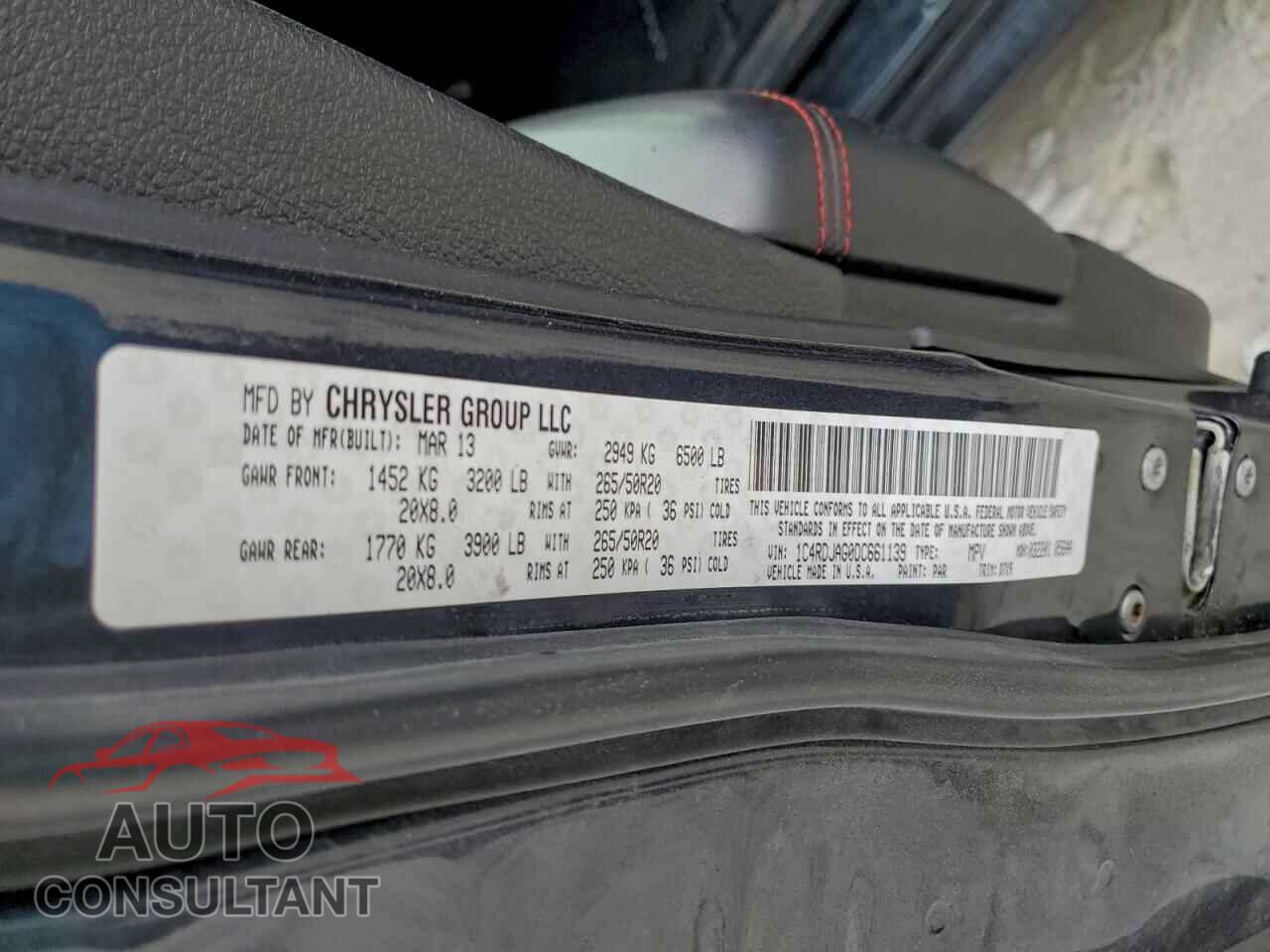 DODGE DURANGO 2013 - 1C4RDJAG0DC661139