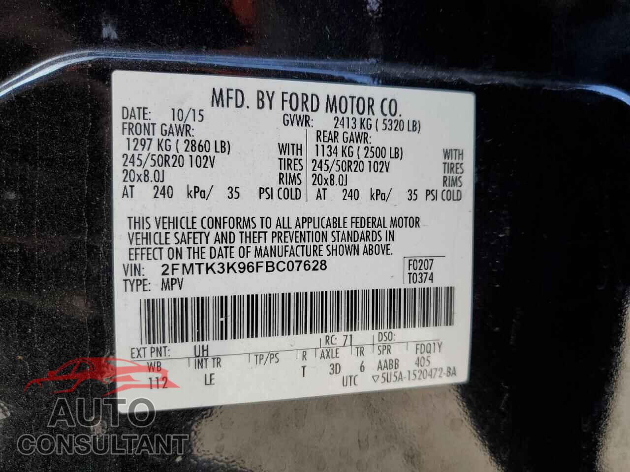 FORD EDGE 2015 - 2FMTK3K96FBC07628