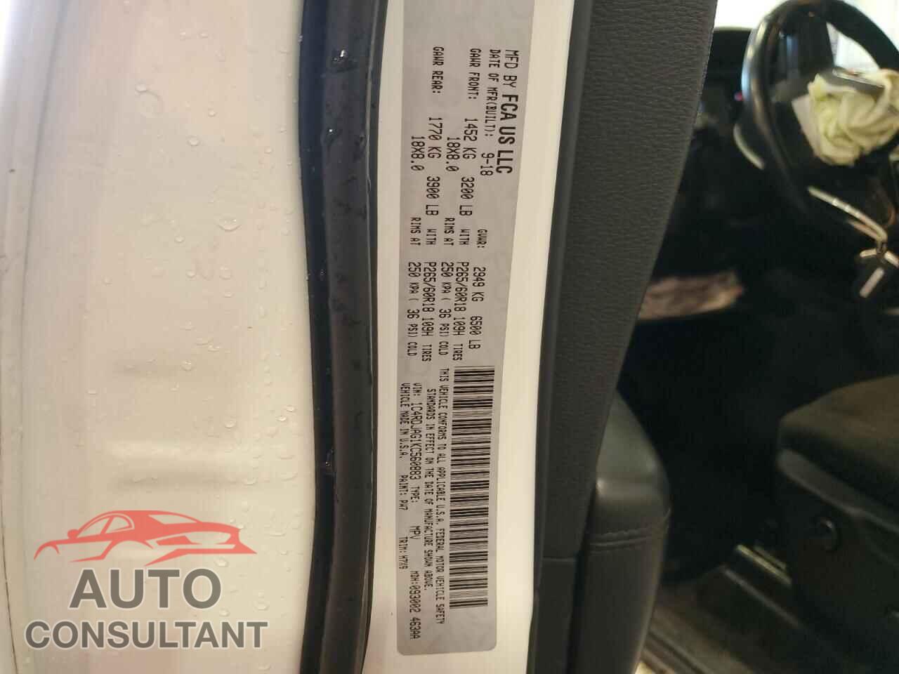 DODGE DURANGO 2019 - 1C4RDJAG1KC560883