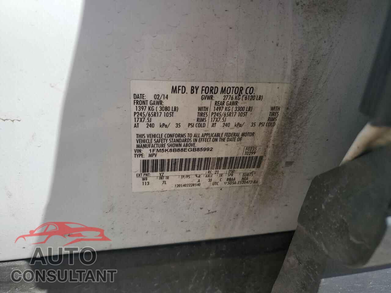 FORD EXPLORER 2014 - 1FM5K8B88EGB85992