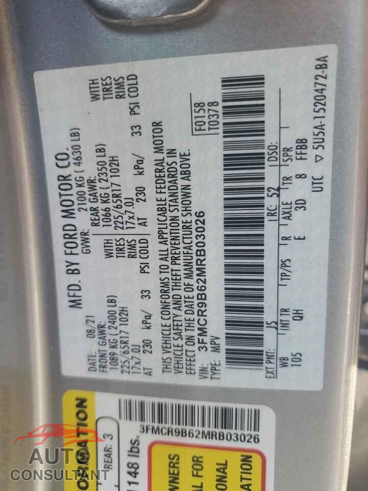 FORD BRONCO 2021 - 3FMCR9B62MRB03026