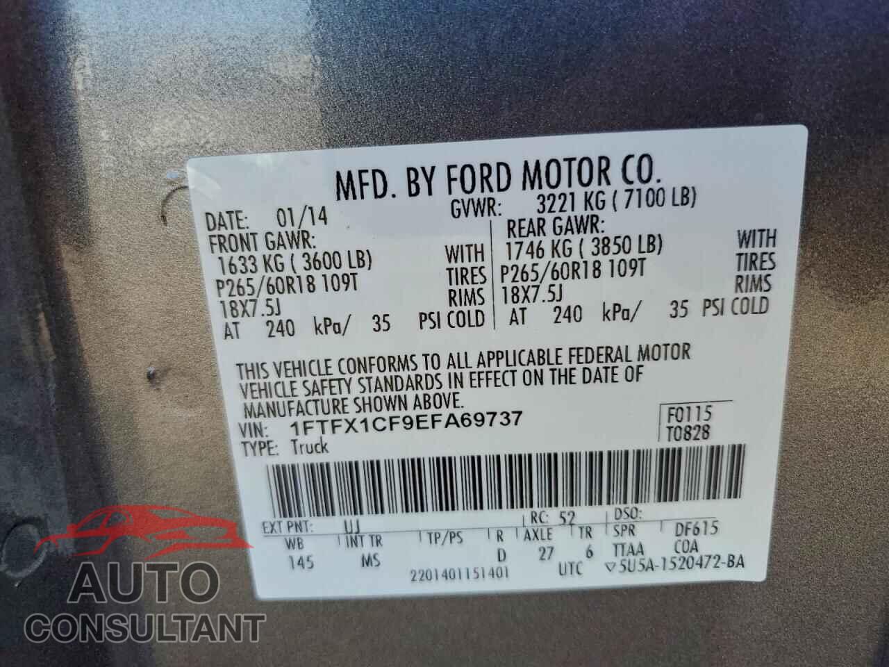 FORD F-150 2014 - 1FTFX1CF9EFA69737
