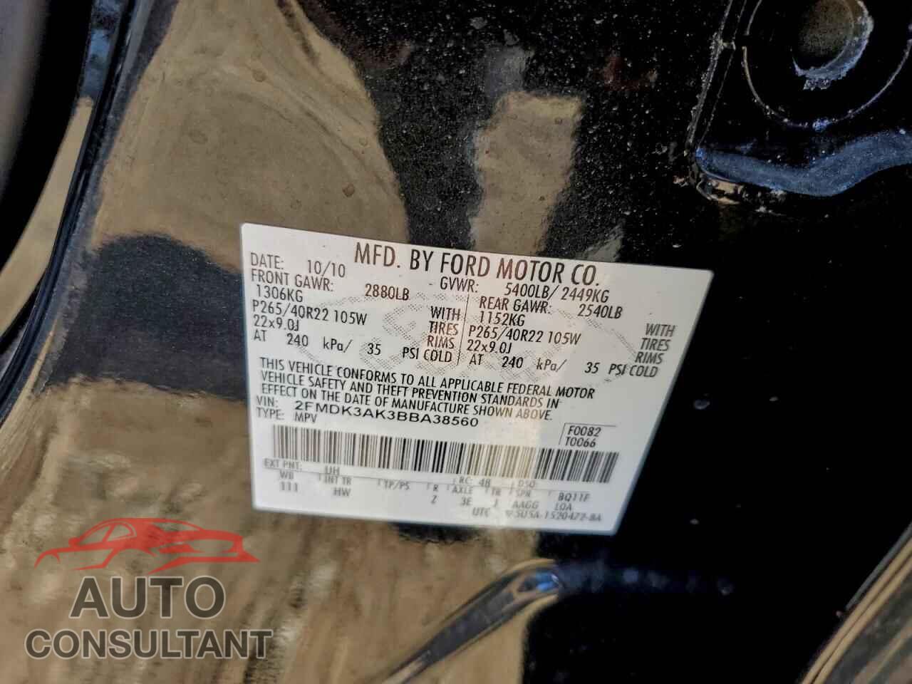 FORD EDGE 2011 - 2FMDK3AK3BBA38560