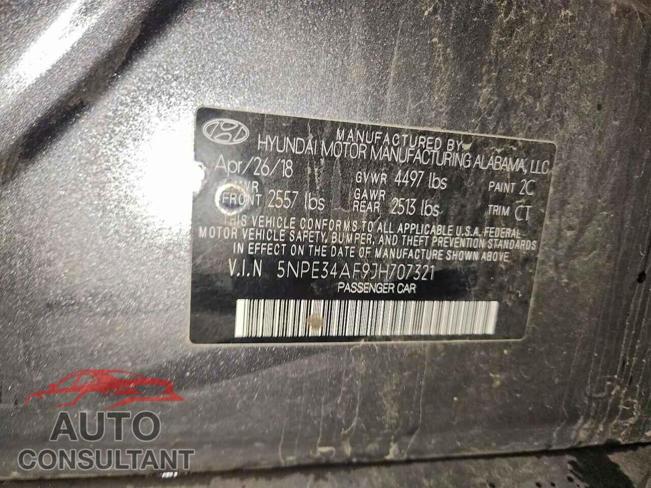 HYUNDAI SONATA 2018 - 5NPE34AF9JH707321