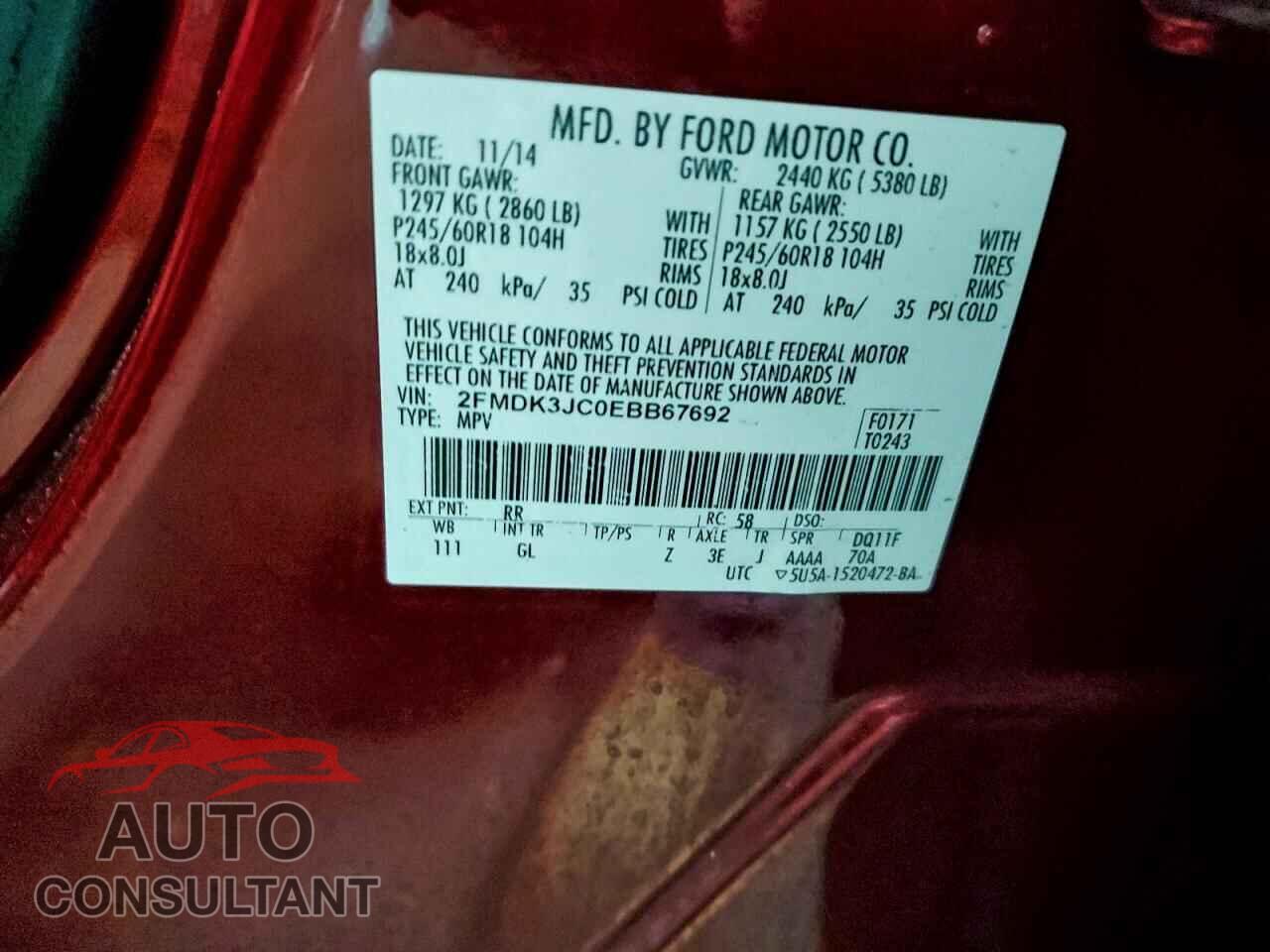 FORD EDGE 2014 - 2FMDK3JC0EBB67692