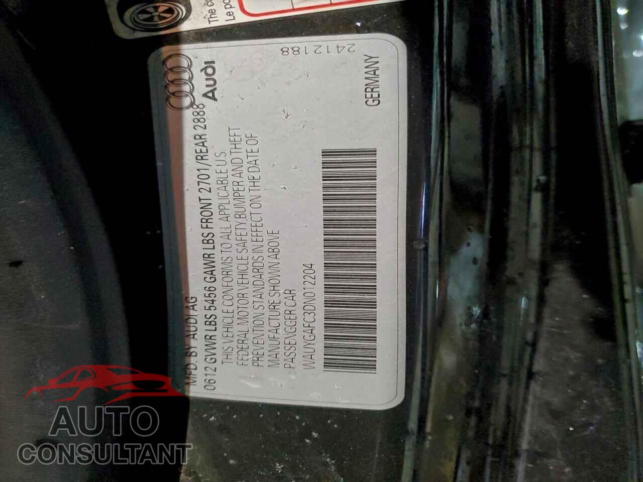 AUDI A7 2013 - WAUYGAFC3DN012204